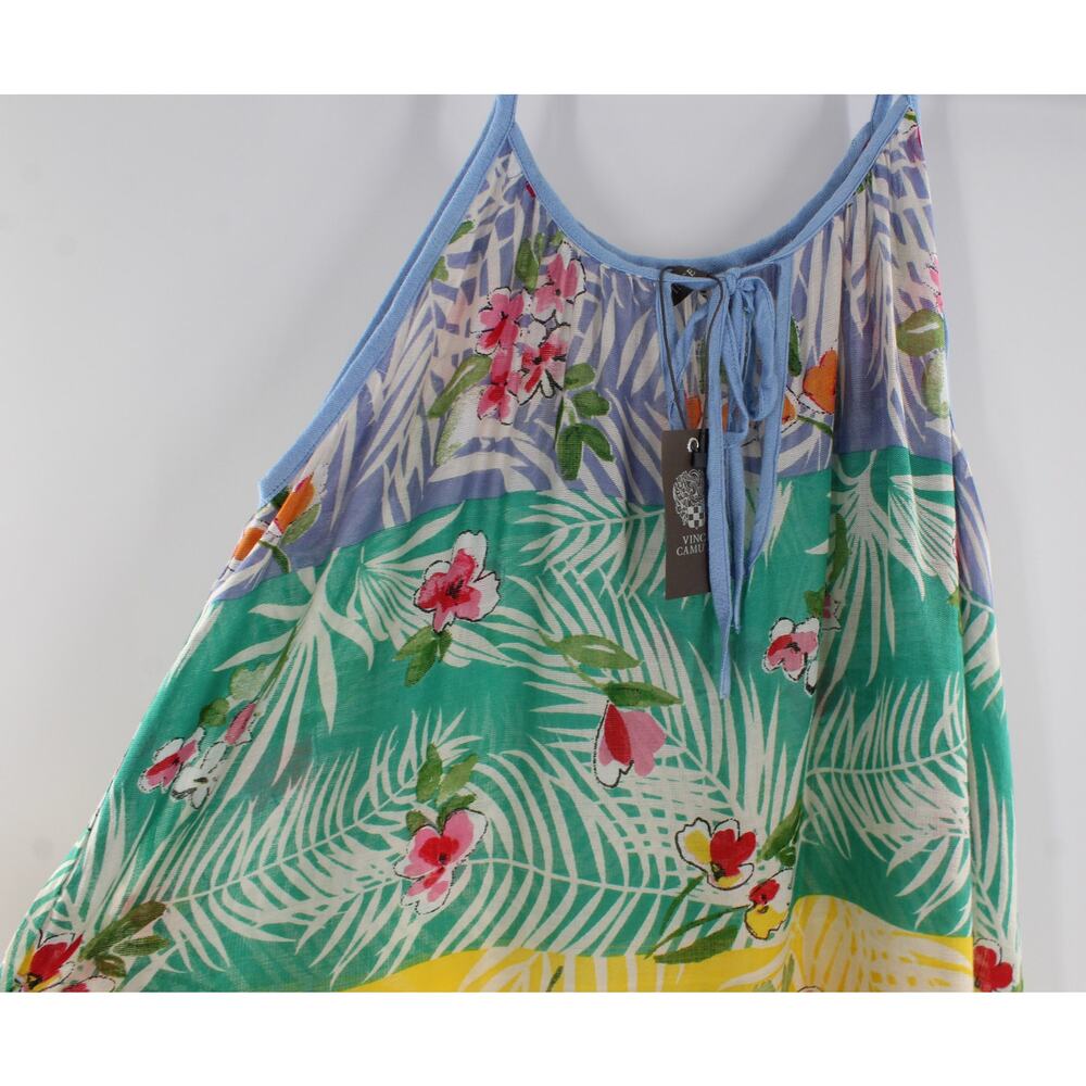 Vince Camuto Color Block Tropical Print Caftan Kimono Cover-Up Top #K215 - Picture 2 of 4